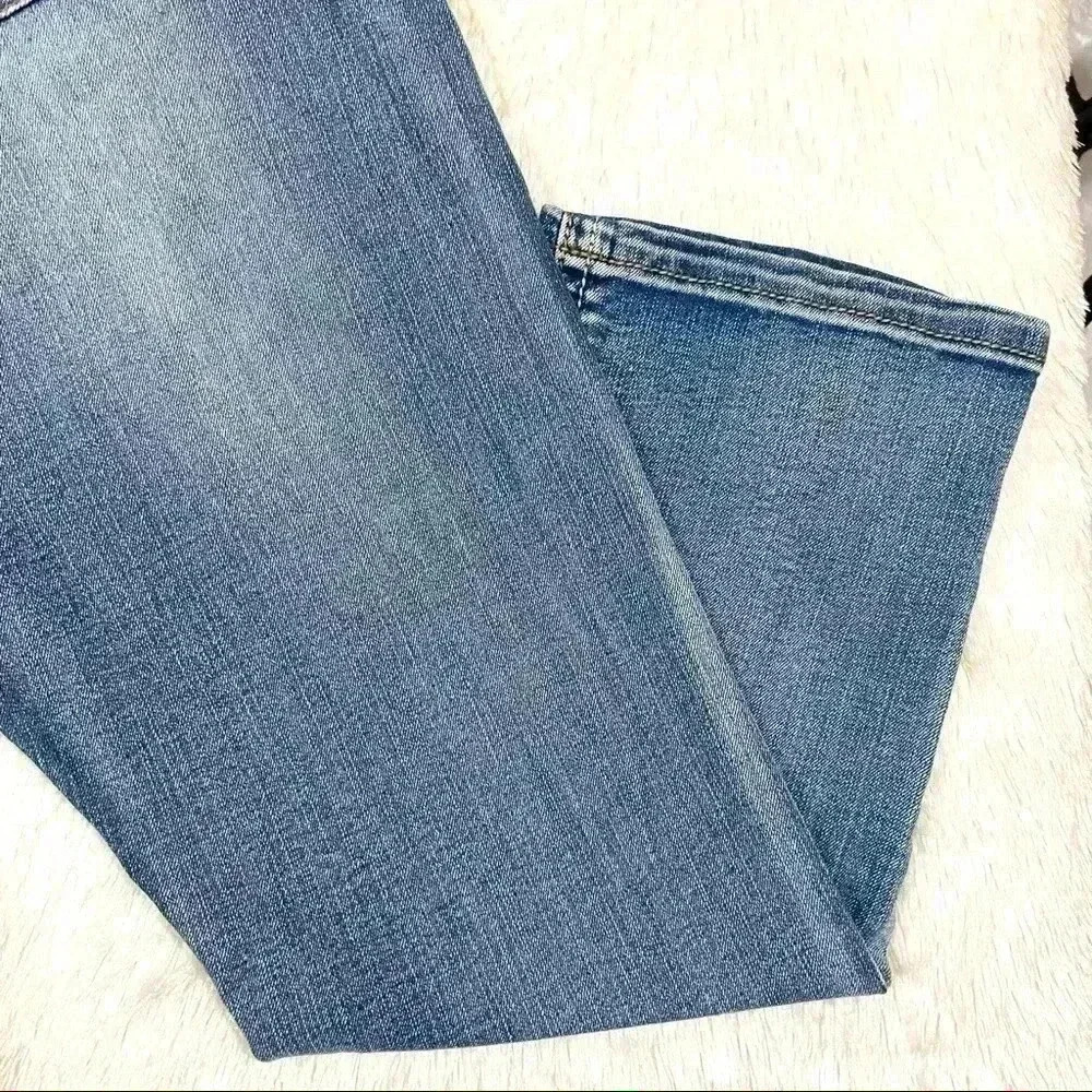 Indigo Blue Secret Fit Belly Flap Picket Stretch Western Maternity Crop Jeans L - Picture 5 of 16